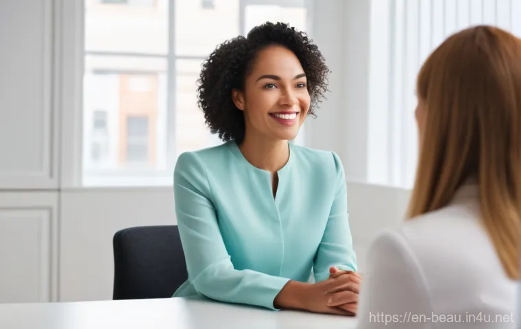 뷰티컨설턴트 실무 스킬 향상 - **Prompt:** A modern, diverse female beauty consultant with a warm smile, wearing a chic yet modest ...