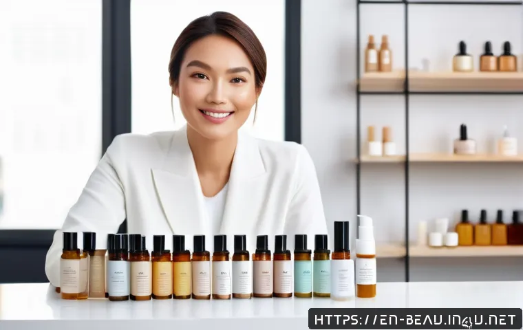 뷰티컨설턴트 인플루언서 활용법 - A professional beauty consultant influencer in a well-lit modern studio setting, wearing stylish but...