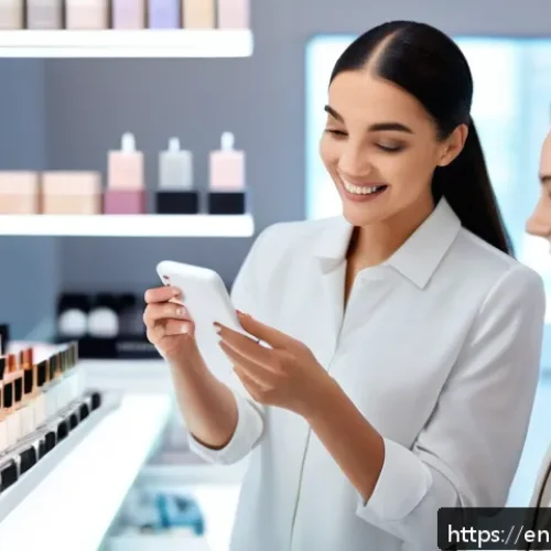 Home 31 뷰티컨설턴트 동료와 협력 사례 - A bright, modern beauty retail store interior with a diverse team of three beauty consultants collab...